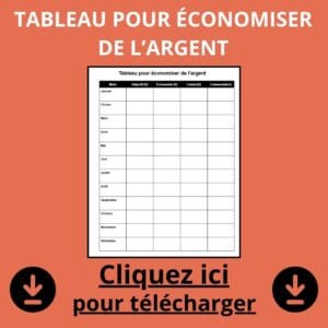 Tableau pour économiser de l'argent