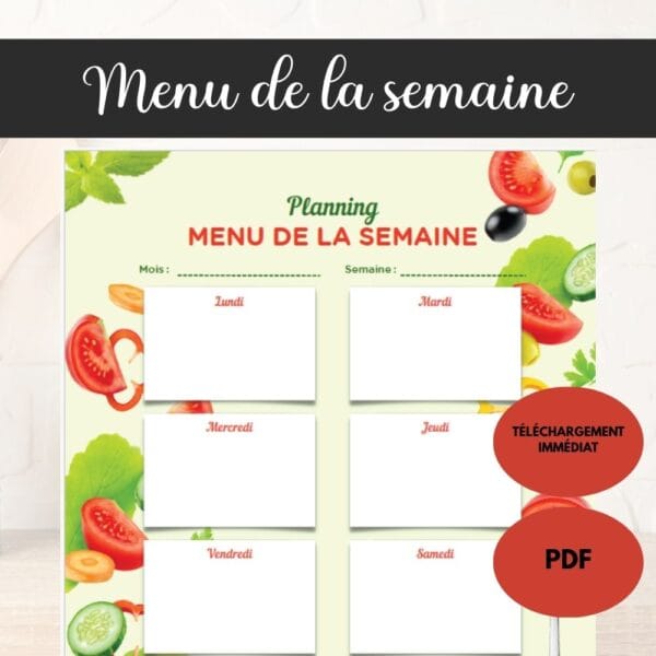 Planificateur de repas vierge à télécharger